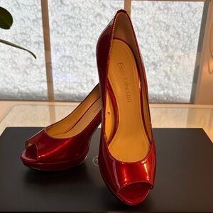 Enzo Angiolini Glossy Red Peep Toe Heels size 6
